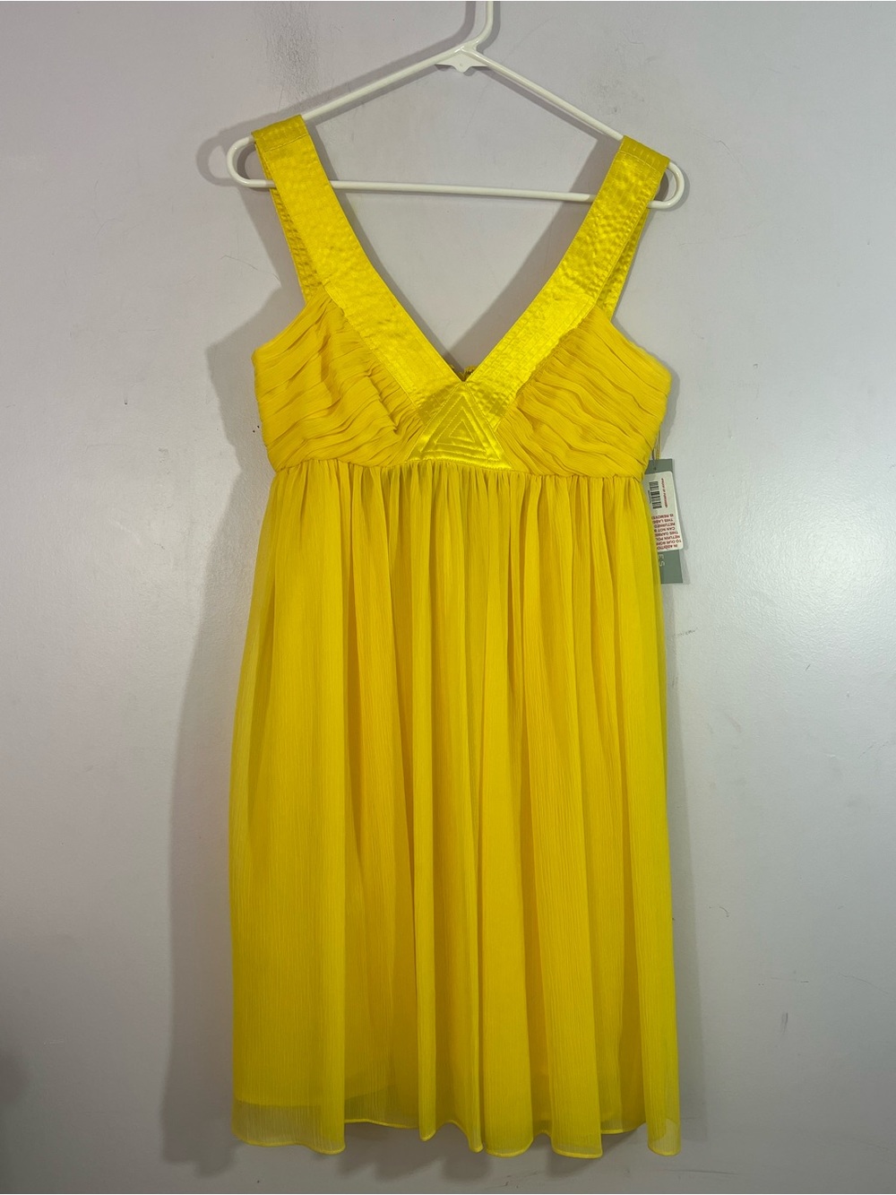 NWT London Times Lemon Yellow Chiffon Dress Size 4 w/ Scarf Party Cocktail